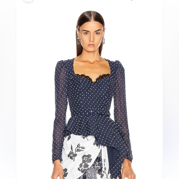 self-portrait Plumetis Peplum polka dot top - Picture 1 of 4